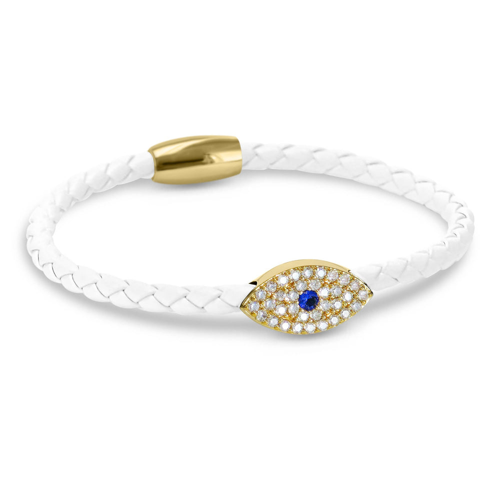 
                  
                    Liza Schwartz Gold Sapphire Evil Eye Leather Bracelet
                  
                