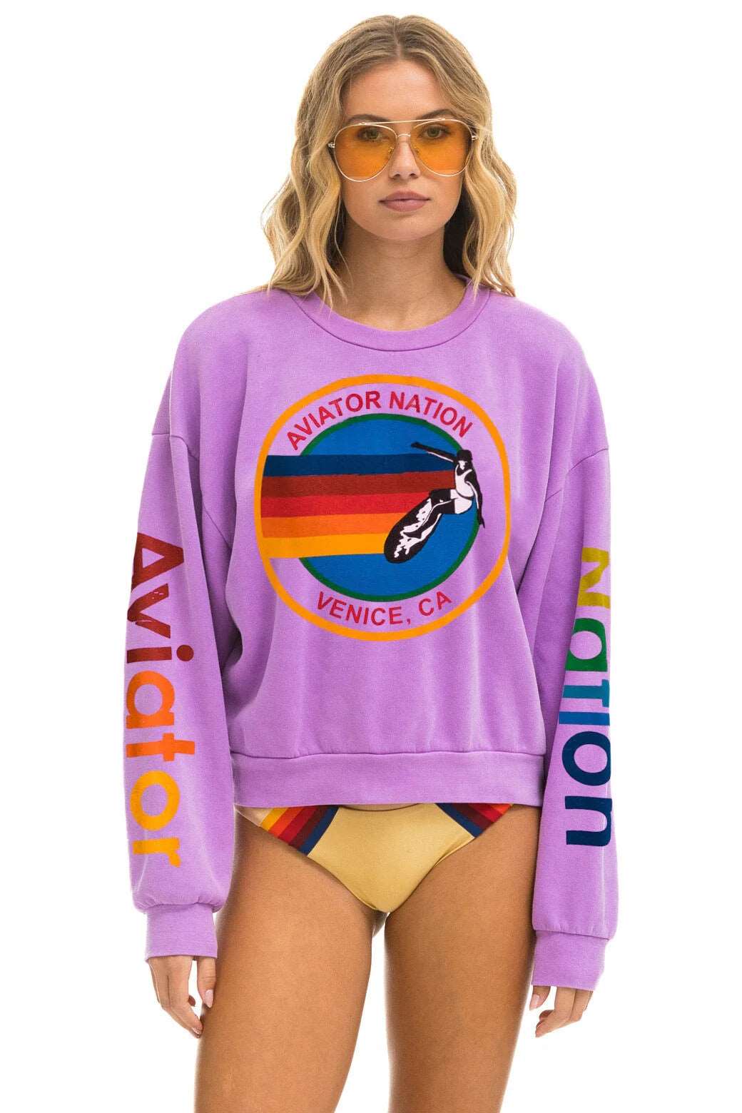 Aviator Nation Logo Sweatshirt Neon Purple