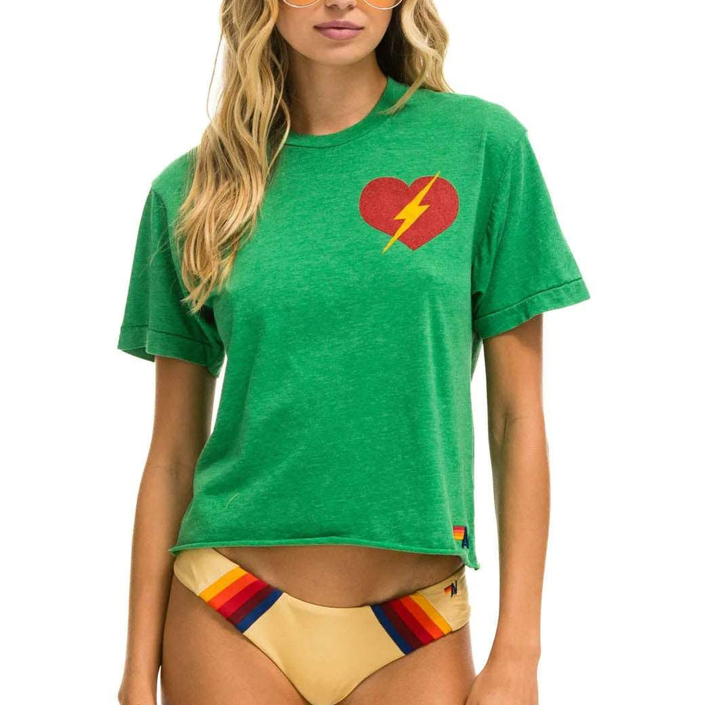 Aviator Nation Bolt Heart Boyfriend Tee Kelly Green