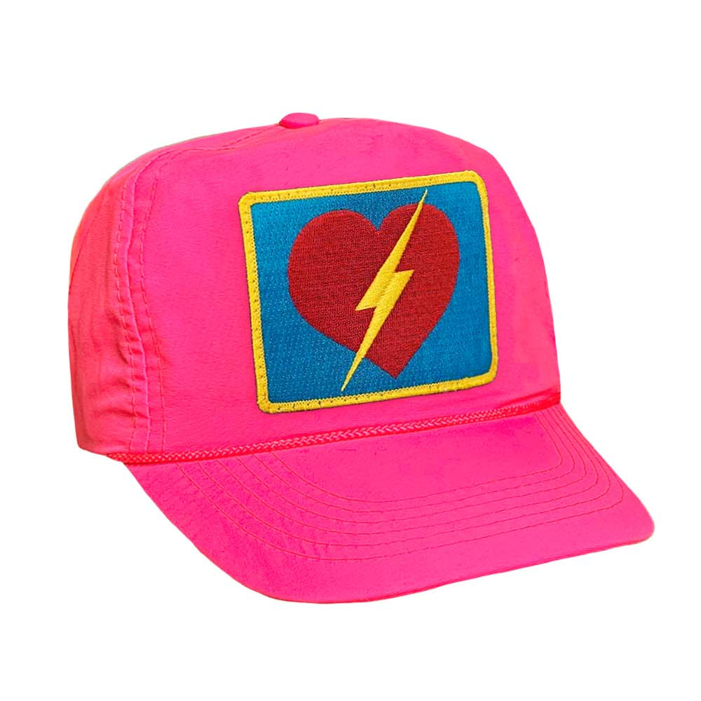 Aviator Nation Women's Bolt Heart Vintage Nylon Trucker Hat - Neon Pink