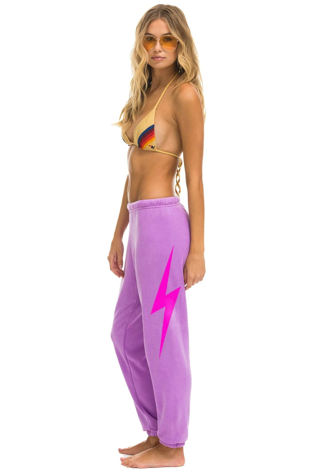 Aviator Nation Women's Bolt Sweatpants - Neon Purple Neon Pink