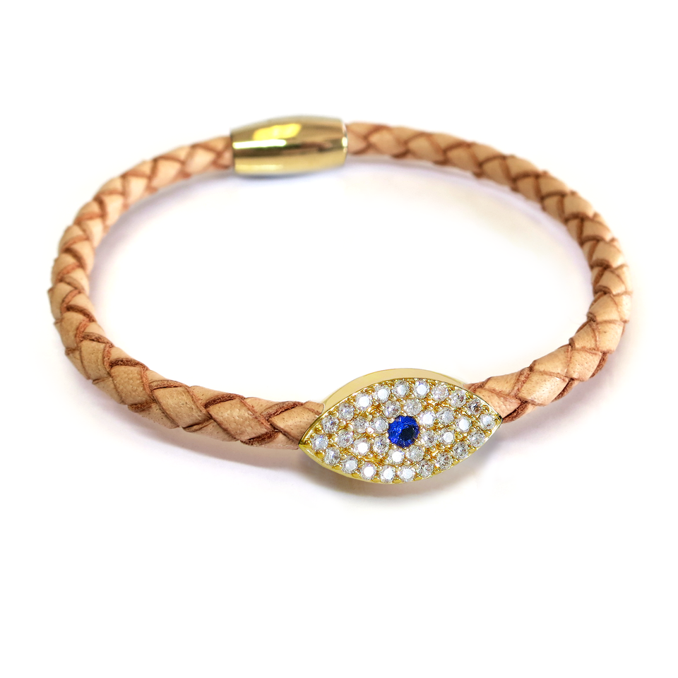 
                  
                    Liza Schwartz Gold Sapphire Evil Eye Leather Bracelet
                  
                