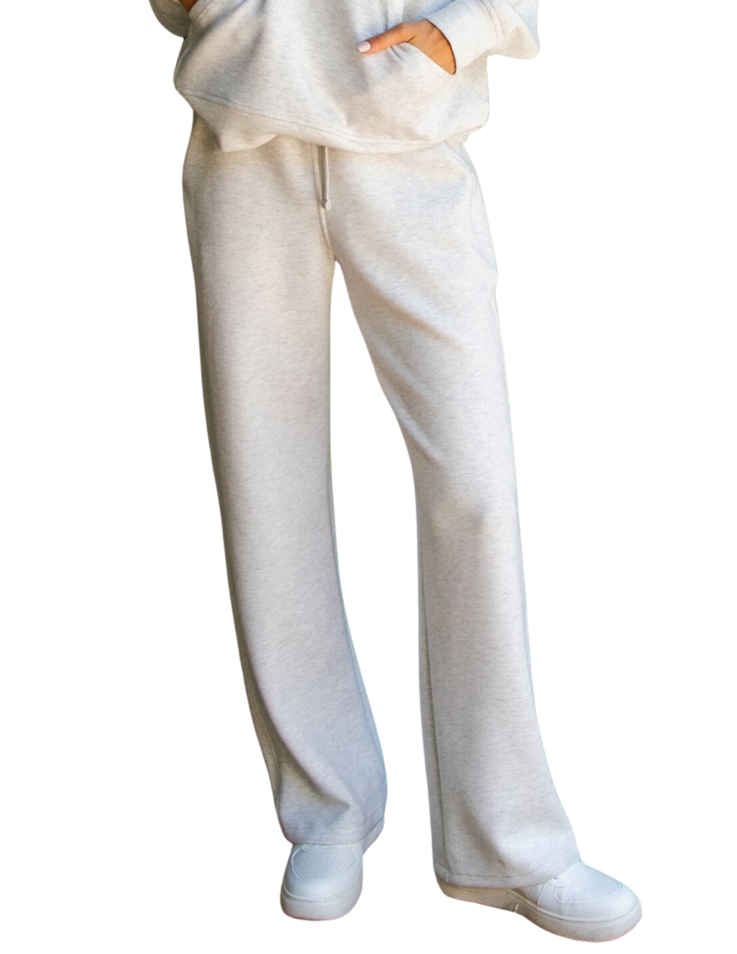 Rae Mode Scuba Knit Straight Leg Pants in Light Heather Grey