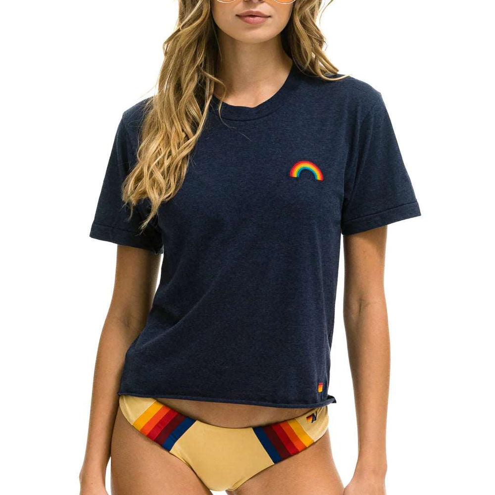 Aviator Nation Rainbow Embroidery Boyfriend Tee Black