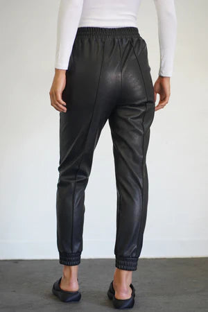 Black Leather Jogger Pants - Temu