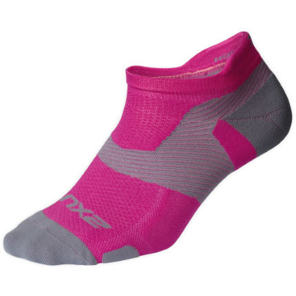 2XU Vectr Light Cushion No Show Socks Magenta/Light Gray